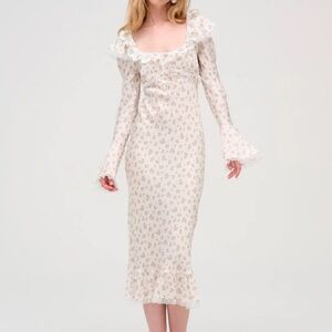 $289 NWT Cream and Pink For Love And Lemons Pastel Fields Midi Dress Sz Medium